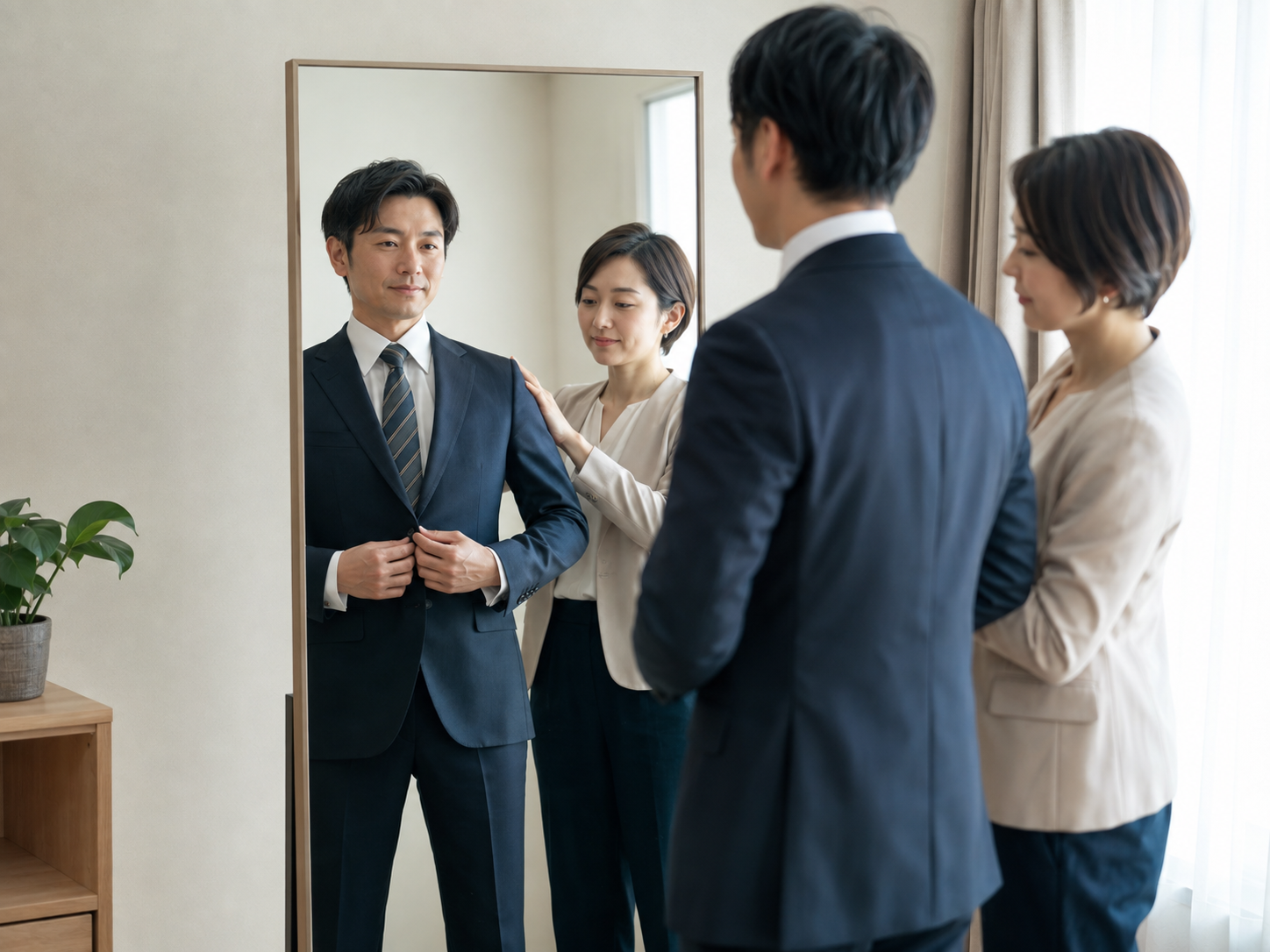 服装を整えるビジネスパーソン